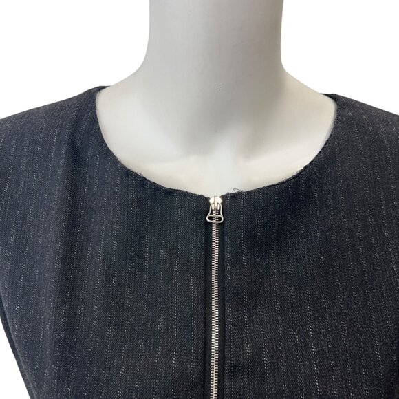 Ann Everett Black Pinstripe Pullover Quilted Puffer Tunic Dress one size - Picture 2 of 7